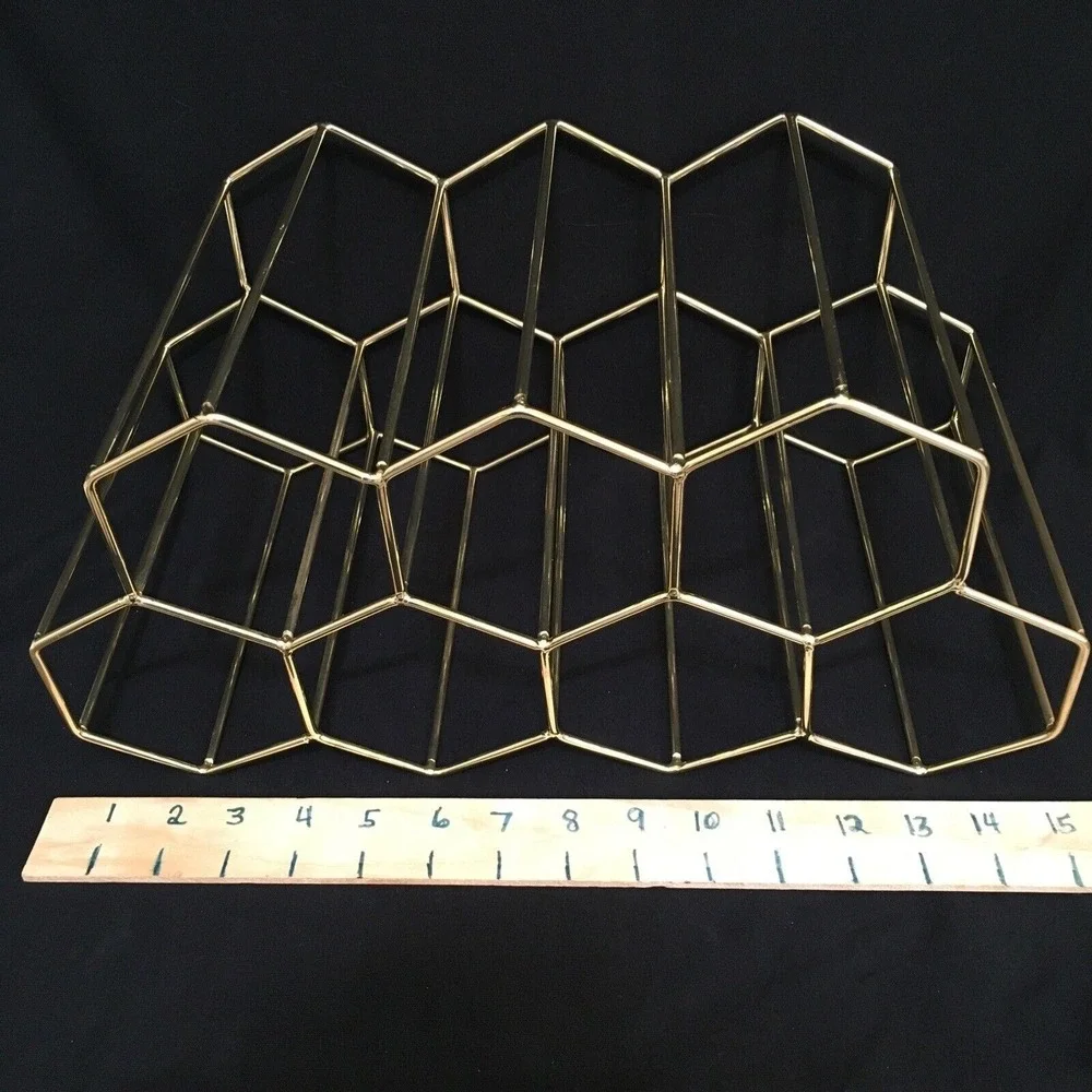 MCM‎ Geometric Gold Wine Rack Freestanding Bottle Holder Wine Rack 7 Bottle